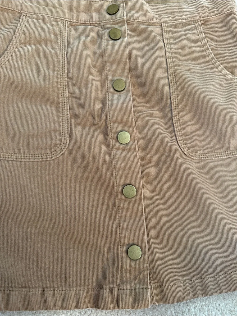 Tory Burch Tan Button-Front A-Line Corduroy Skirt
